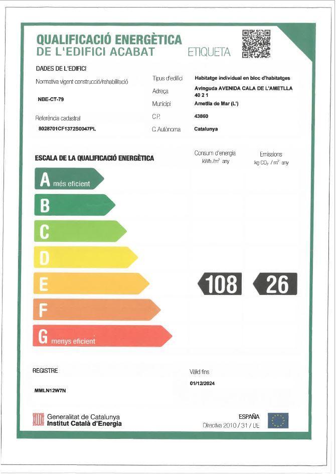 244 MSJ 85 Apartamento  L'AMETLLA DE MAR