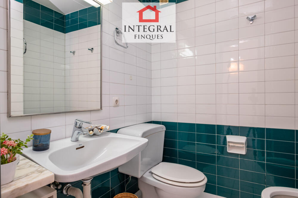Lavabo amb pica, bidet i dutxa.